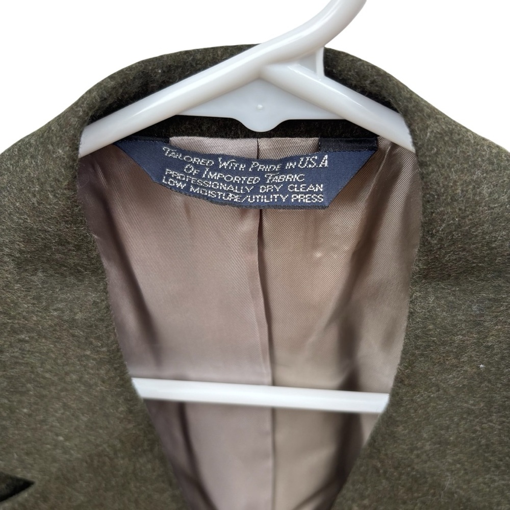 100% Wool Lands End Dark Green Blazer Jacket Mens 42R Tiroler Loden Vintage - Picture 3 of 10